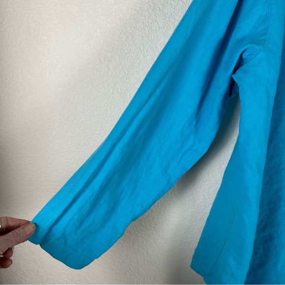 Soft Surroundings Women’s Sz M 100% linen, oversize shirt Preppy Bohemian flowy - Picture 4 of 8